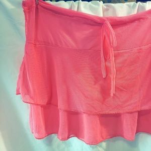 Pink Mesh Swim Cover-up Skirt
